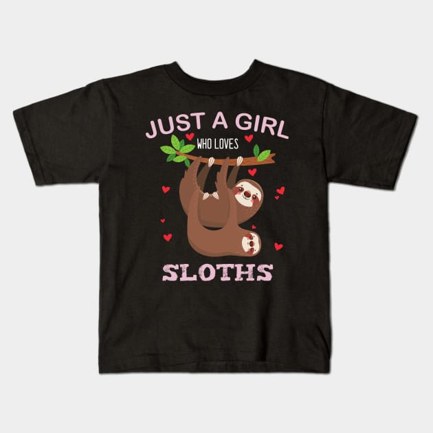 Just a Girl Who Loves Sloths Kids T-Shirt by medrik